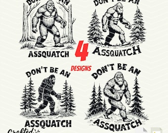 Funny Assquatch Bigfoot SVG PNG: Retro Camping Design (Digital Files)