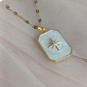 North Star Necklace: Gold Plated Tarot Pendant, 316L Steel Chain
