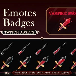 Twitch Vampire Blood Sword Needle Badge | Emote | Stream Decoration  Vampire | Sword | Gothic | Sword Badge