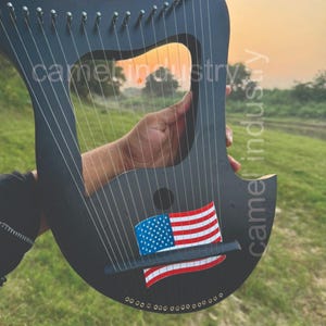 18 String Lyre Vintage/Log color Mahogany Lyre, Wooden Stringed Instrument, Niche Musical Instrument best Gift for Christmas or New Year
