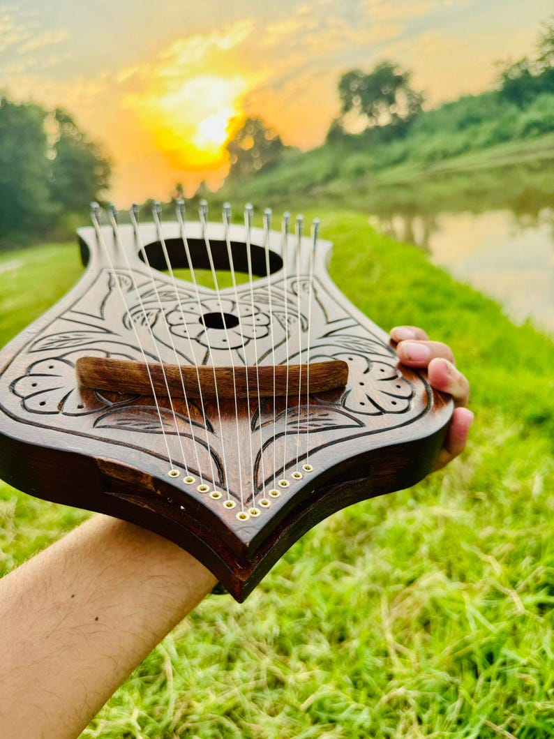 Vaguelly Lyre Harp Carry Bag Universal Harp Case Thick Padded Cloth Harp Bag For 15-19 Strings Lyre Harp 19 String Harp Case