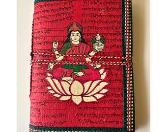 Junk Journal, Handmade Journal, Scrapbooking Journal, Writing Journal, Indian Laxmi Art Journal, 7x5 inches, Blank Journal, Handmade Paper
