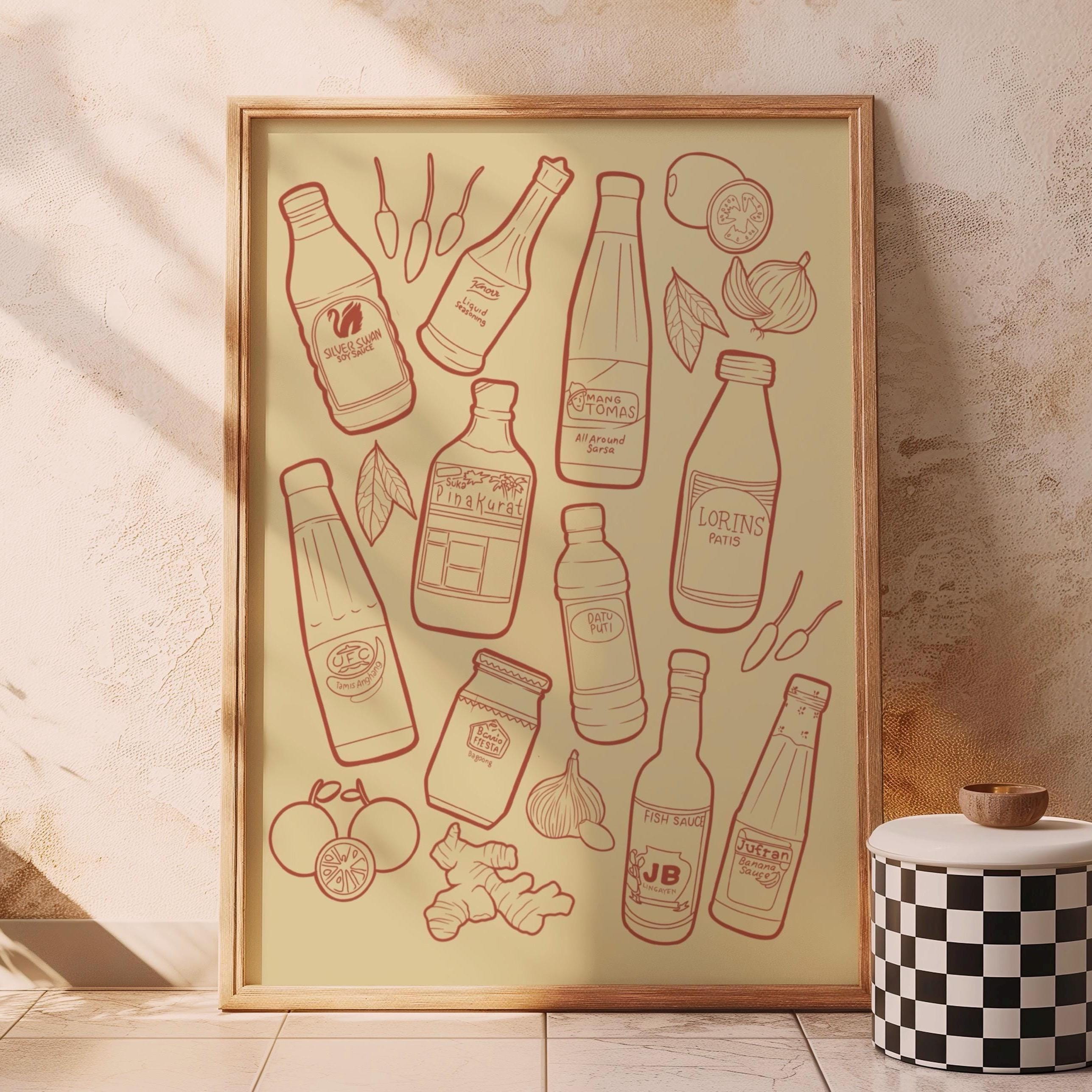 Filipino Pantry Condiments Printable Poster, Philippines Wall Art Decor, Home and Kitchen Prints, Digital Download, Retro Wall Artworks