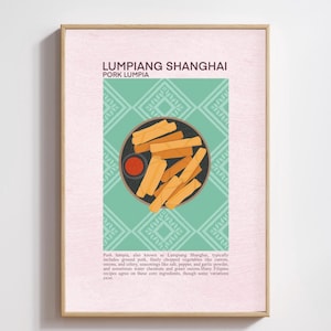 Lumpia Shanghai Filipino Printable Poster, Digital Download, Philippines Wall Art Decor, Home and Kitchen Art, Asian Cuisine, Pinoy Food Art