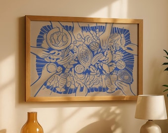 Affiche des Philippines rassemblant la fête du Kamayan philippin, art philippin, déco maison philippine, art philippin de salle à manger, idée cadeau ami philippin