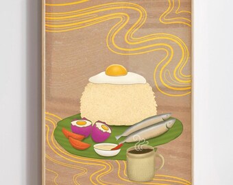 Affiche d'art des Philippines, art culinaire du petit déjeuner philippin, décoration de cuisine maison, impression d'art Almusal, art numérique philippin, culture du patrimoine philippin