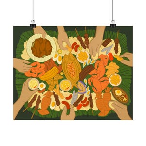 Poster Art Print, Filipino Kamayan Feast, Dining Wall Decor, Gathering Gift for Filipino Friend, Philippines Artwork, Satin Poster (210gsm), image 7