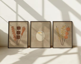Philippines Poster Set of 3 Balut Isaw Fishballs, Filipino Streetfood Poster, Digital Art Printables , Home & Kitchen Decor, Philippine Art