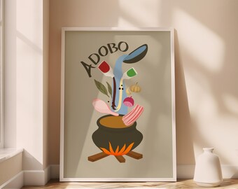 Art adobo, cuisine philippine à imprimer, art moderne Pinoy, décoration murale cuisine, affiche d'art des Philippines, affiche imprimable, art numérique, cadeau