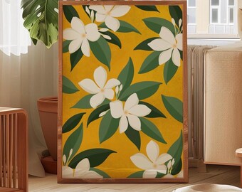 Fleur nationale des Philippines Sampaguita, affiche imprimable philippine, cadeau pour un ami et une famille philippins, art mural fleurs, téléchargement numérique