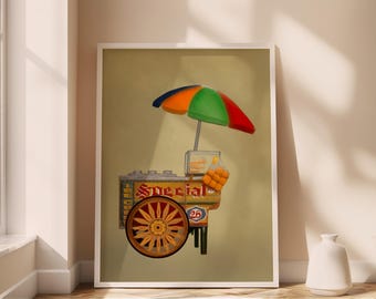 Dirty Ice Cream Sorbetes Cart Poster Philippines Art Prints Wall Art Decor Pinoy Home Living Room Kitchen Prints, Filipino Friend Gift Art