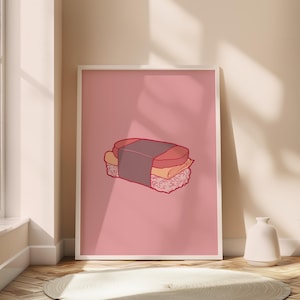 spam Musubi Art, Pastellfarben Kunst, Japanische Wandkunst, japanische Geschenke, digitale Kunstdrucke, Wandkunstdrucke, japanisch, japanischer Nori, spam