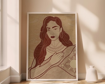 Moderne Filipijnse kunst, Pinay digitale download, afdrukbare wanddecoratie, Filipina-lijnkunst, Filippijnse vlagmeisje, huis- en woonkamerkunst