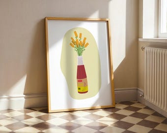 Poster Philippines art mural déco, bouteille de ketchup à la banane avec vase Lumpia Poster
