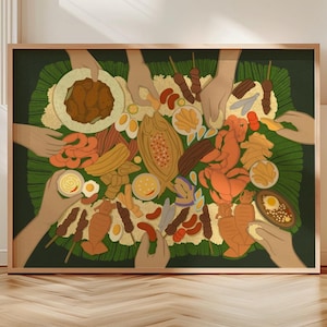 Kamayan Filipino Gathering Printable Poster, Philippines Original Art, Home and kitchen Wall art decor, Pinoy Unique Gift, Digital Artwork