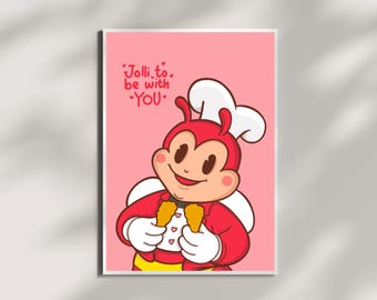 Jolie carte d'anniversaire Jollibee, carte d'affiche imprimable, carte d'amour, carte d'amitié, décoration de cuisine à la maison, carte mignonne, cadeau d'un ami philippin,