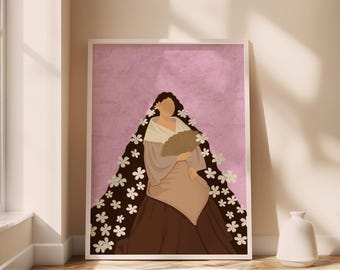 Filipijns Sampaguita-meisje kunst aan de muur, woonkamer afdrukbare poster, Home Wall Art Decor, Filipijns erfgoed en cultuur kunst Filippijnse poster