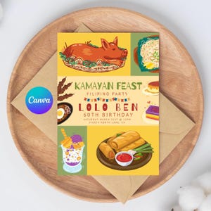 Editable Filipino Kamayan Birthday Theme Invitation, Filipino Kamayan Party, Filipino Party, Filipino Meals, Filipino Food Invitation