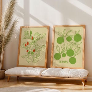 Set of 2 Filipino Home and Kitchen Calamsi at Siling Labuyo Digital Art, Filipino Printable Poster, Philippines Wall art Decor, Pinoy Food