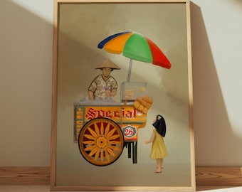 Dirty Ice Cream Sorbetes Cart Poster Philippines Printable Wall Art Decor Pinoy Home Living Room Kitchen Art, Filipino Art, Philippines Art