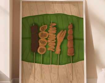 Ihaw-Ihaw Filipino Street Food Art Print: Isaw, BBQ (Digital Download A2,A3,A4 Pdf)