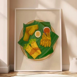 Póster de arte gastronómico filipino de Lumpia, póster de rollito de primavera, imprimibles digitales, decoración mural filipina, decoración artística filipina para el hogar y la cocina.