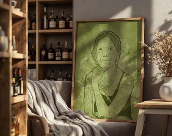 Póster satinado con retrato de Apo Whang Od / Artista tatuador indígena filipino, arte mural de herencia filipina