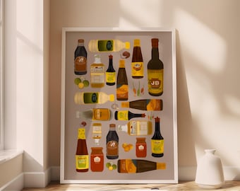 Filipino Pantry Condiments Printable Poster, Philippines Wall Art Decor, Home and Kitchen Prints, Digital Download, Retro Wall Artworks