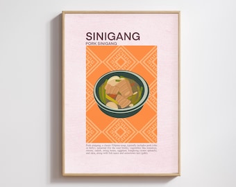 Poster en satin de porc de Sinigang | Art de la soupe populaire philippine, illustration culinaire