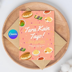 Editable Filipino Kamayan Birthday Theme Invitation, Filipino Kamayan Party, Filipino Party, Filipino Meals, Filipino Food Invitation