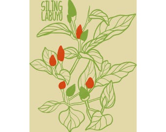 Affiche en satin, impression d'art Labuyo piment des Philippines pour décoration de cuisine, affiche murale maison des Philippines, impression 210 g, art épices philippines,