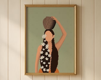 Impression d’art philippine avec Sampaguita, décor mural philippin Dalagang, art de cuisine à domicile du patrimoine philippin, impression murale ethnique, cadeau des Philippines