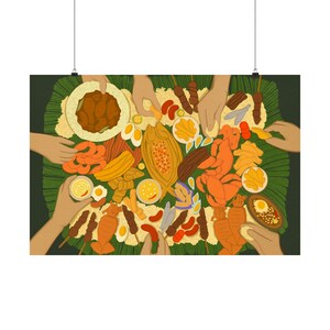 Poster Art Print, Filipino Kamayan Feast, Dining Wall Decor, Gathering Gift for Filipino Friend, Philippines Artwork, Satin Poster (210gsm), image 10