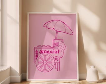 Filipino Dirty Ice Cream Art, Streetfood, Illustration, Printables, Pinoy Ice Cream Cart, Digital Download Wall Decor, Home & Kitchen Art
