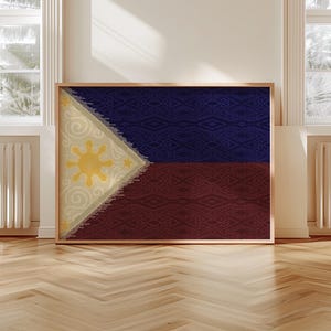 Bandera Nacional de Filipinas, Decoración de Pared para Sala de Estar, Póster Imprimible, Cultura Filipina, Descarga Digital, Tres Estrellas y un Sol, Arte Pinoy