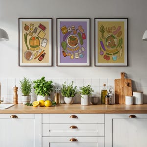 Filipino Food Art Set of 3 Wall Art Decor, Printable Poster Home and Kitchen Art, Gift for filipino Friend, Philippines Recipe Art Tradition