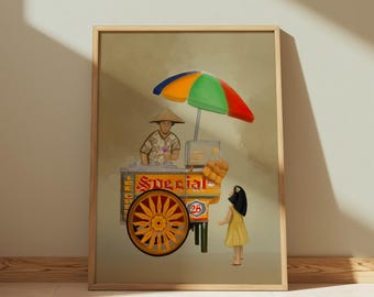 Dirty Ice Cream Sorbetes Cart Poster Philippines Printable Wall Art Decor Pinoy Home Living Room Kitchen Art Illustration Digital Download