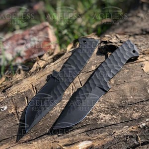 Hand Forged Japanese Kiridashi, Pair of 2 hunting knife, Fishing knife, Camping knife, Black knife, Best ideal gift for him, Best gift idea