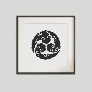 Auspicious Cloud2 - Chinese Qin Dynasty Tile Pattern, Cloud art, Classical Pattern, living room poster, Digital Download Wallart