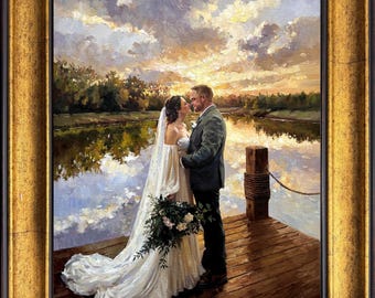 Custom Wedding Oil Painting from Photo, engagement gift