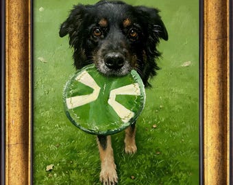 Custom Dog Oil Painting Portrait, Hand-Painted Pet Canvas Art