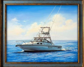 Custom Oil Painting Boat Portrait, Hand-Painted Canvas Keepsake, Nautical Wall Art
