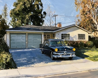 Custom Oil Painting House Portrait, Hand-Painted Canvas Keepsake Memory Home