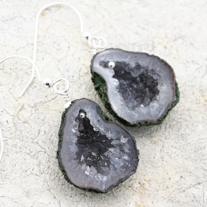 Crystal Geode Earrings, Druzy Jewelry, Gift for Wife, Sterling silver