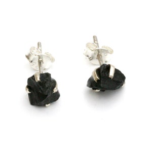 Raw Shungite Stud Earrings, Sterling silver Posts, Healing Jewelry, Earth Chakra Stone