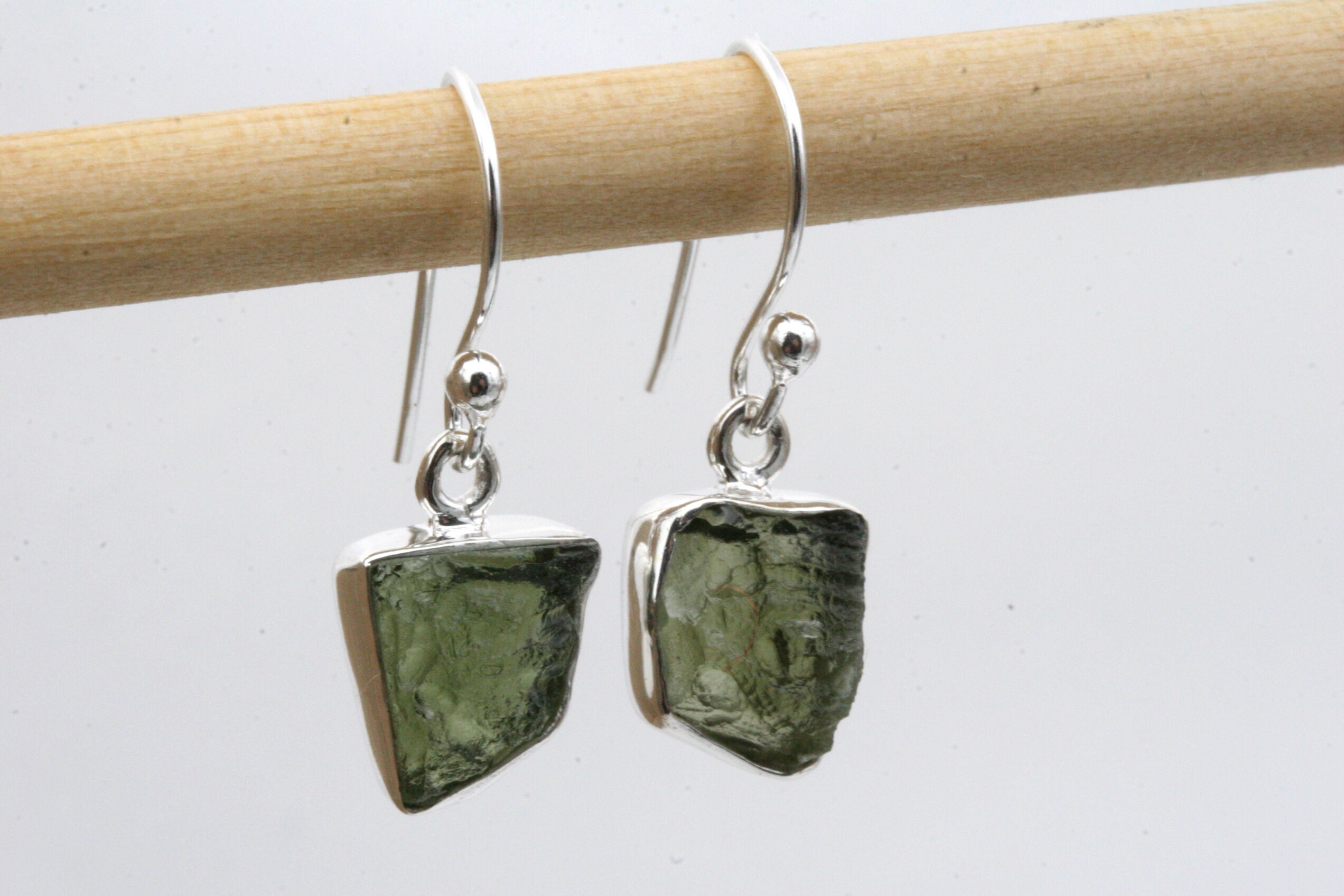 Raw moldavite earrings online