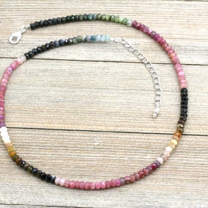 Adjustable Watermelon Tourmaline Necklace, Pink Tourmaline Jewelry, Ombre Necklace, Rubellite, Tourmaline Necklace, Watermelon
