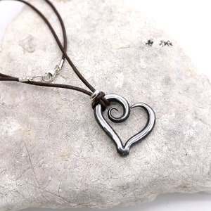 6th Anniversary Heart Necklace Iron Jewelry Forged Necklace - Etsy
