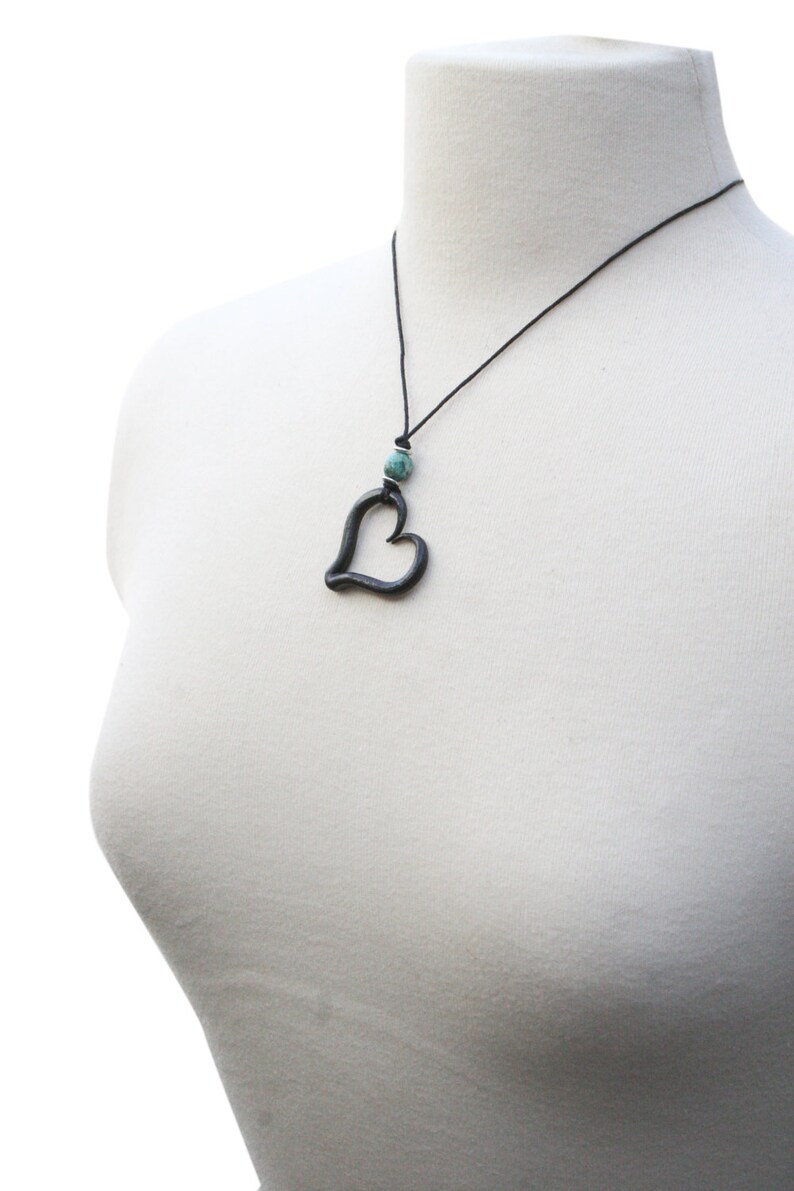 Iron Heart Necklace Hand Iron Blacksmith Heart Etsy