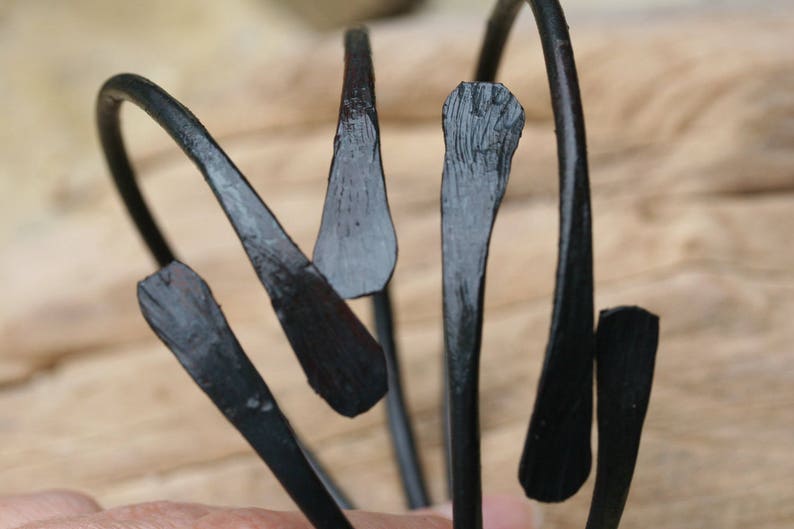 Forged Iron Bracelets, hand forged iron, blacksmith bracelet, set of three image 2